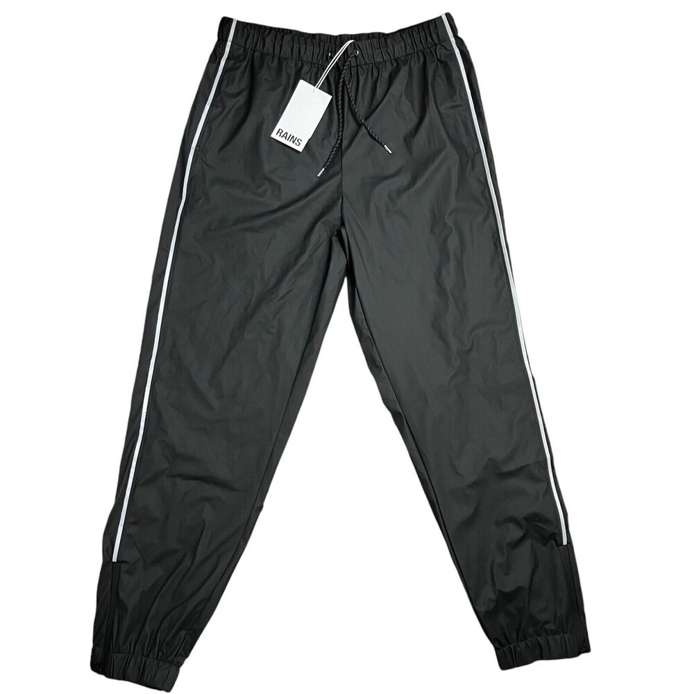 Rains‎ Pants Mens XL Black Reflective Wide Leg Waterproof Outdoors Activewear